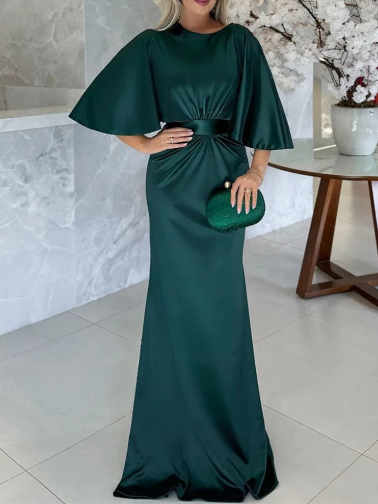Formal Women's Dresses Sheath/Column Scoop 1/2 Sleeves Floor-Length Belt Mother of the Bride Dresses Prom Dresses Stores